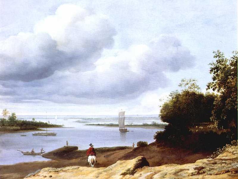 BORSSUM, Anthonie van Extensive River View with a Horseman dgh